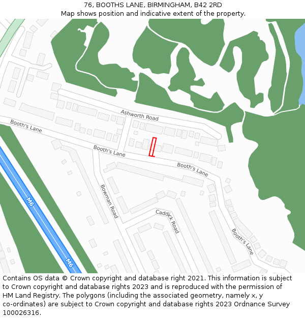 76, BOOTHS LANE, BIRMINGHAM, B42 2RD: Location map and indicative extent of plot