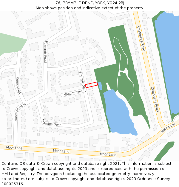 76, BRAMBLE DENE, YORK, YO24 2RJ: Location map and indicative extent of plot