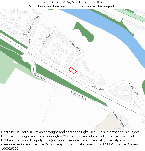 76, CALDER VIEW, MIRFIELD, WF14 8JD: Location map and indicative extent of plot