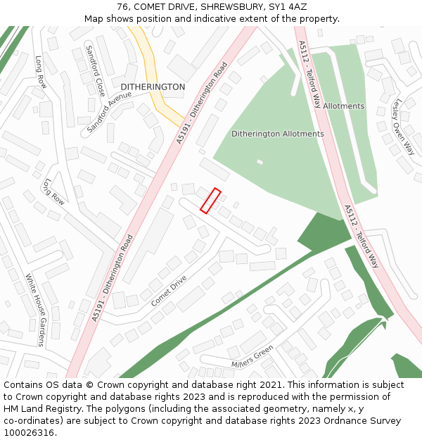 76, COMET DRIVE, SHREWSBURY, SY1 4AZ: Location map and indicative extent of plot