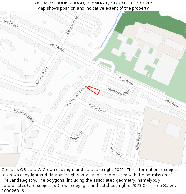 76, DAIRYGROUND ROAD, BRAMHALL, STOCKPORT, SK7 2LY: Location map and indicative extent of plot