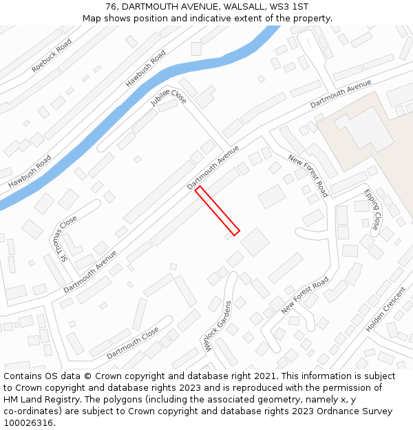 76, DARTMOUTH AVENUE, WALSALL, WS3 1ST: Location map and indicative extent of plot