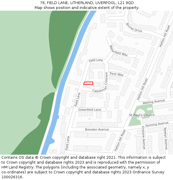 76, FIELD LANE, LITHERLAND, LIVERPOOL, L21 9QD: Location map and indicative extent of plot