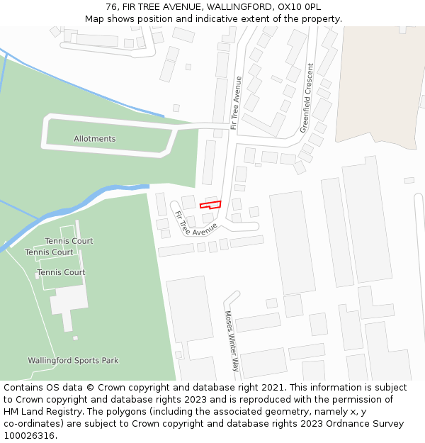 76, FIR TREE AVENUE, WALLINGFORD, OX10 0PL: Location map and indicative extent of plot