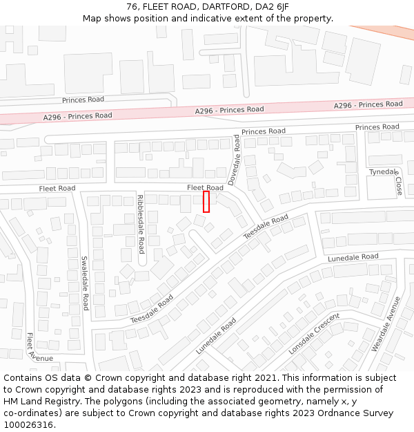 76, FLEET ROAD, DARTFORD, DA2 6JF: Location map and indicative extent of plot