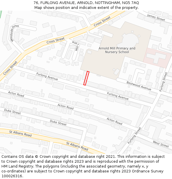 76, FURLONG AVENUE, ARNOLD, NOTTINGHAM, NG5 7AQ: Location map and indicative extent of plot