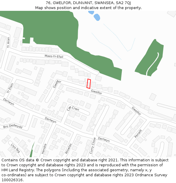 76, GWELFOR, DUNVANT, SWANSEA, SA2 7QJ: Location map and indicative extent of plot