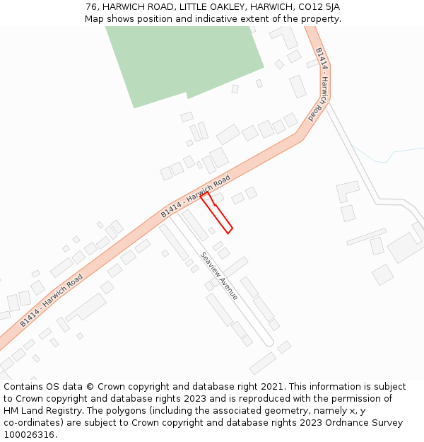 76, HARWICH ROAD, LITTLE OAKLEY, HARWICH, CO12 5JA: Location map and indicative extent of plot