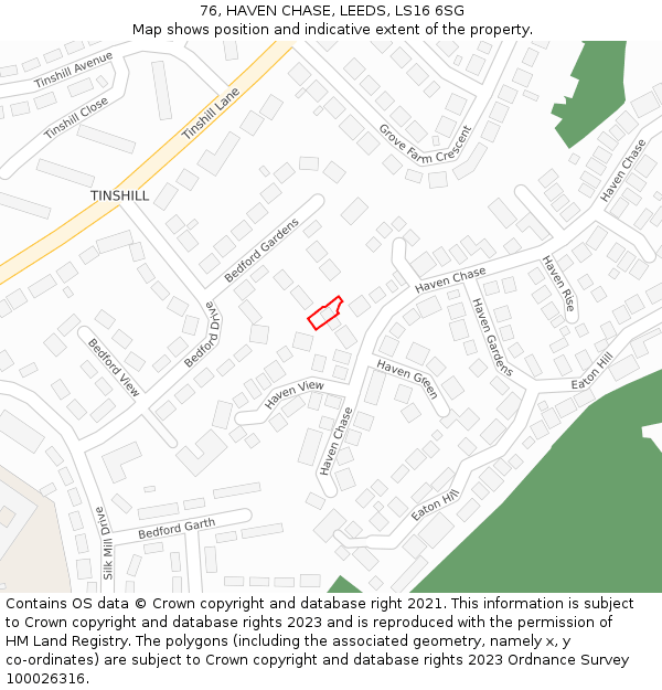 76, HAVEN CHASE, LEEDS, LS16 6SG: Location map and indicative extent of plot