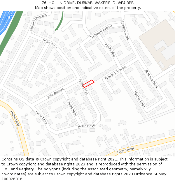 76, HOLLIN DRIVE, DURKAR, WAKEFIELD, WF4 3PR: Location map and indicative extent of plot