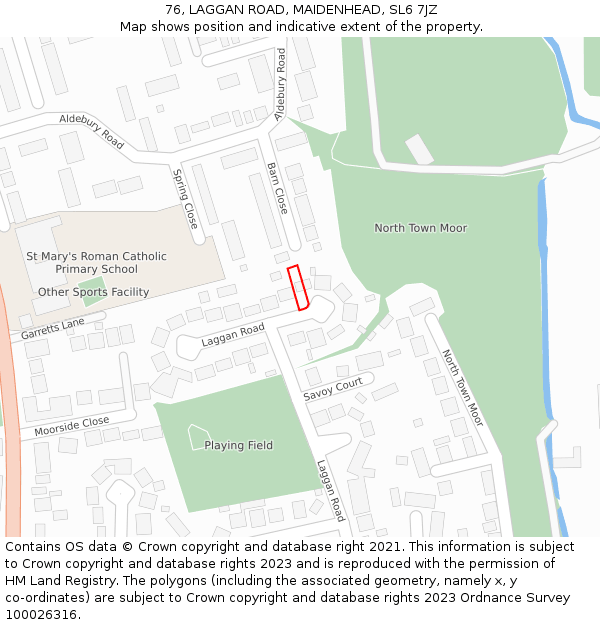 76, LAGGAN ROAD, MAIDENHEAD, SL6 7JZ: Location map and indicative extent of plot