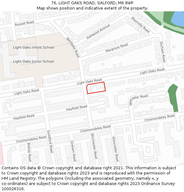 76, LIGHT OAKS ROAD, SALFORD, M6 8WP: Location map and indicative extent of plot