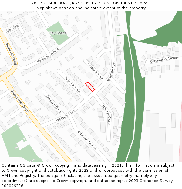 76, LYNESIDE ROAD, KNYPERSLEY, STOKE-ON-TRENT, ST8 6SL: Location map and indicative extent of plot