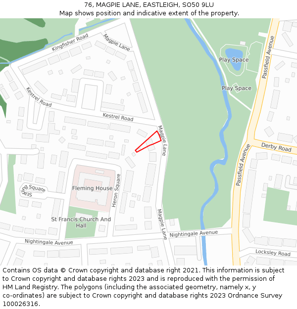 76, MAGPIE LANE, EASTLEIGH, SO50 9LU: Location map and indicative extent of plot