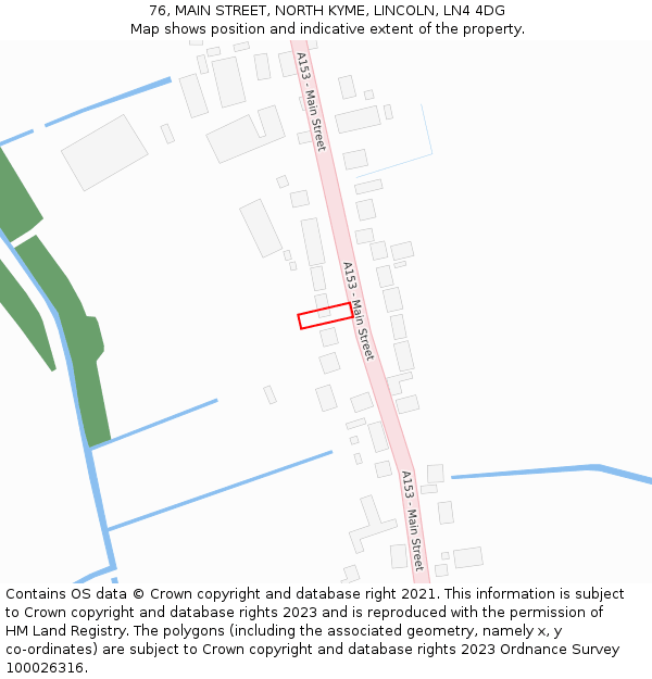 76, MAIN STREET, NORTH KYME, LINCOLN, LN4 4DG: Location map and indicative extent of plot