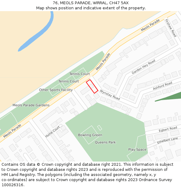 76, MEOLS PARADE, WIRRAL, CH47 5AX: Location map and indicative extent of plot