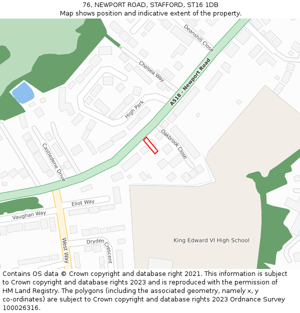 76, NEWPORT ROAD, STAFFORD, ST16 1DB: Location map and indicative extent of plot