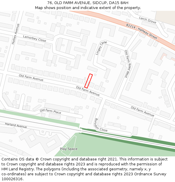 76, OLD FARM AVENUE, SIDCUP, DA15 8AH: Location map and indicative extent of plot