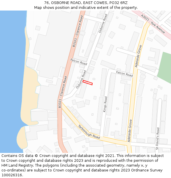 76, OSBORNE ROAD, EAST COWES, PO32 6RZ: Location map and indicative extent of plot