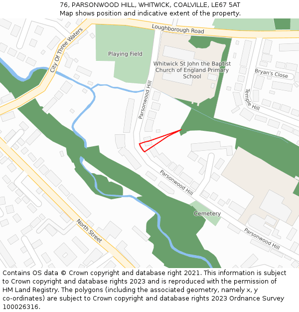 76, PARSONWOOD HILL, WHITWICK, COALVILLE, LE67 5AT: Location map and indicative extent of plot