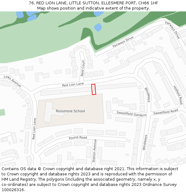 76, RED LION LANE, LITTLE SUTTON, ELLESMERE PORT, CH66 1HF: Location map and indicative extent of plot