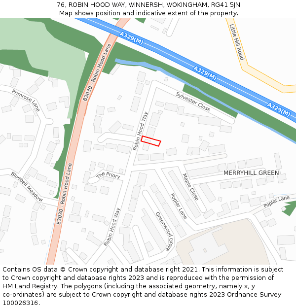 76, ROBIN HOOD WAY, WINNERSH, WOKINGHAM, RG41 5JN: Location map and indicative extent of plot