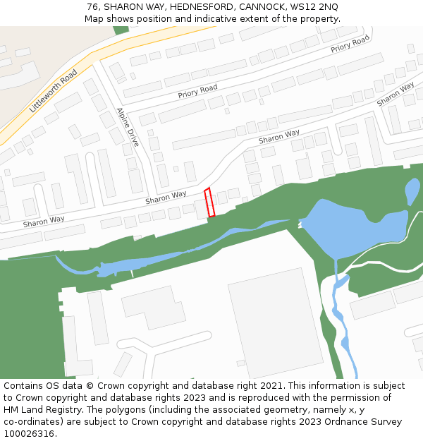 76, SHARON WAY, HEDNESFORD, CANNOCK, WS12 2NQ: Location map and indicative extent of plot