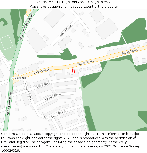 76, SNEYD STREET, STOKE-ON-TRENT, ST6 2NZ: Location map and indicative extent of plot