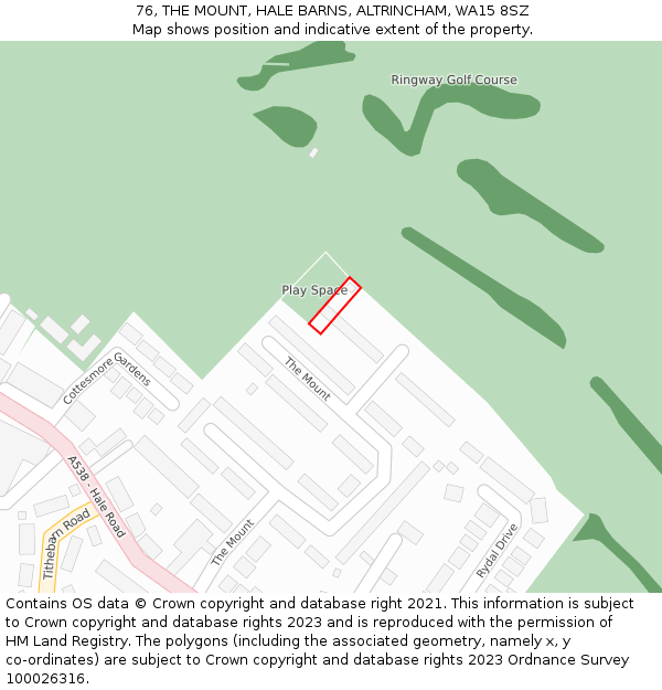 76, THE MOUNT, HALE BARNS, ALTRINCHAM, WA15 8SZ: Location map and indicative extent of plot