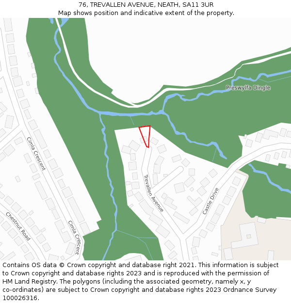 76, TREVALLEN AVENUE, NEATH, SA11 3UR: Location map and indicative extent of plot