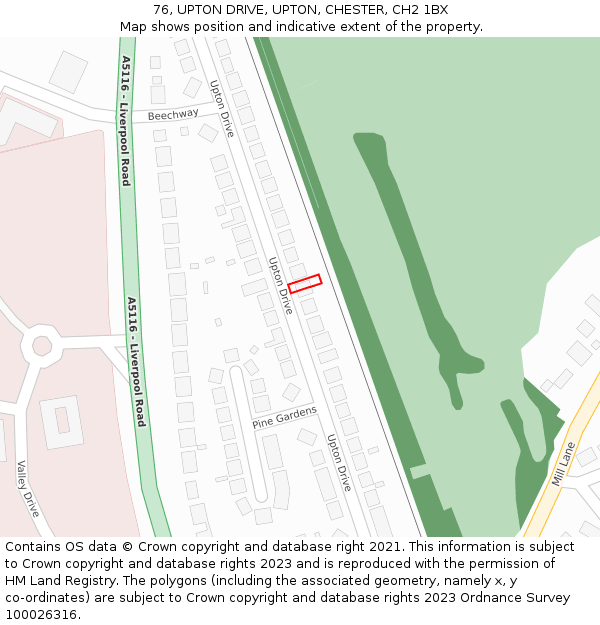 76, UPTON DRIVE, UPTON, CHESTER, CH2 1BX: Location map and indicative extent of plot