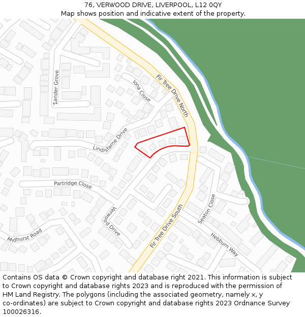 76, VERWOOD DRIVE, LIVERPOOL, L12 0QY: Location map and indicative extent of plot