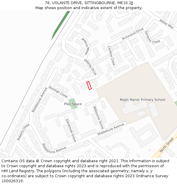 76, VOLANTE DRIVE, SITTINGBOURNE, ME10 2JJ: Location map and indicative extent of plot