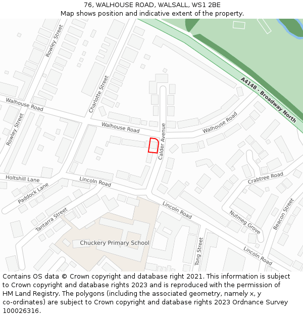 76, WALHOUSE ROAD, WALSALL, WS1 2BE: Location map and indicative extent of plot