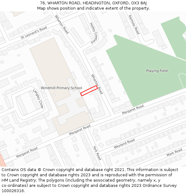 76, WHARTON ROAD, HEADINGTON, OXFORD, OX3 8AJ: Location map and indicative extent of plot