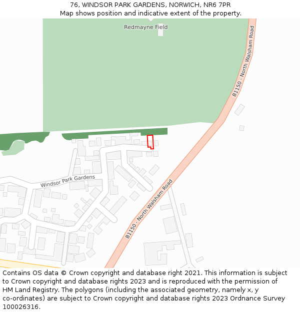 76, WINDSOR PARK GARDENS, NORWICH, NR6 7PR: Location map and indicative extent of plot