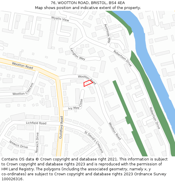 76, WOOTTON ROAD, BRISTOL, BS4 4EA: Location map and indicative extent of plot