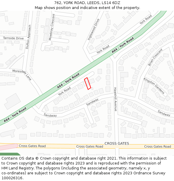 762, YORK ROAD, LEEDS, LS14 6DZ: Location map and indicative extent of plot