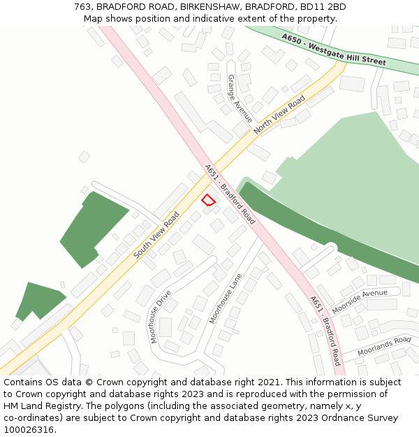 763, BRADFORD ROAD, BIRKENSHAW, BRADFORD, BD11 2BD: Location map and indicative extent of plot