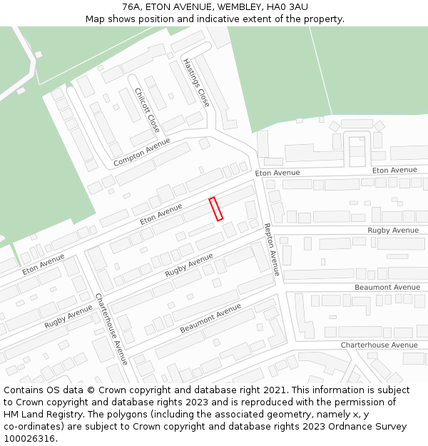 76A, ETON AVENUE, WEMBLEY, HA0 3AU: Location map and indicative extent of plot