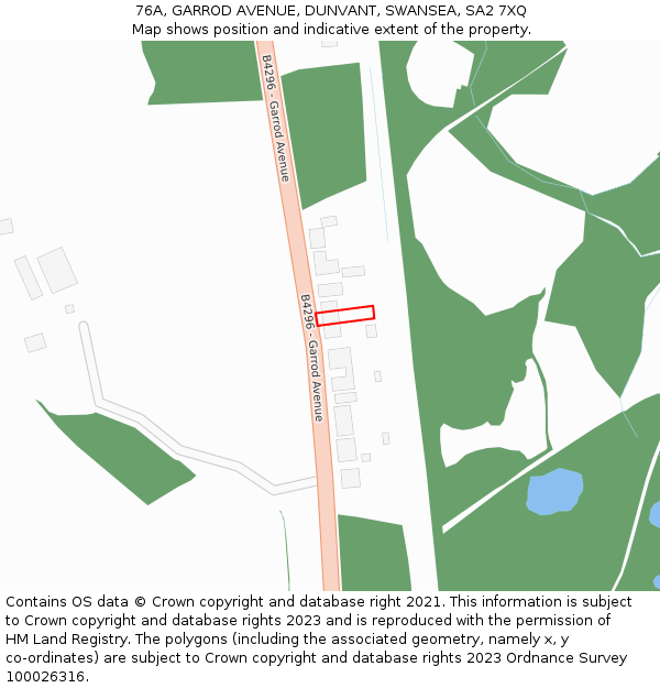 76A, GARROD AVENUE, DUNVANT, SWANSEA, SA2 7XQ: Location map and indicative extent of plot