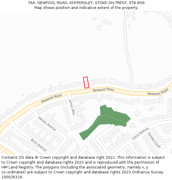 76A, NEWPOOL ROAD, KNYPERSLEY, STOKE-ON-TRENT, ST8 6NS: Location map and indicative extent of plot