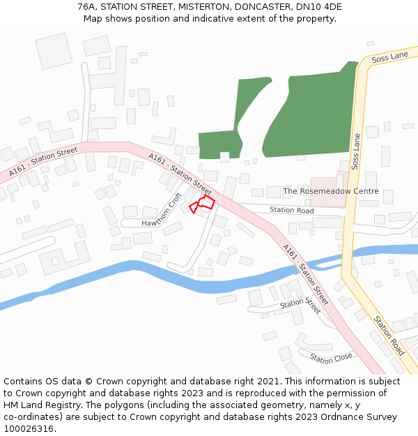 76A, STATION STREET, MISTERTON, DONCASTER, DN10 4DE: Location map and indicative extent of plot