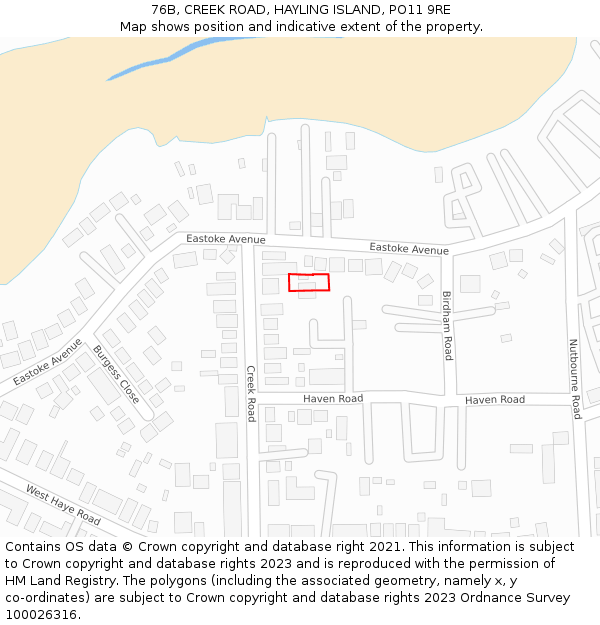 76B, CREEK ROAD, HAYLING ISLAND, PO11 9RE: Location map and indicative extent of plot