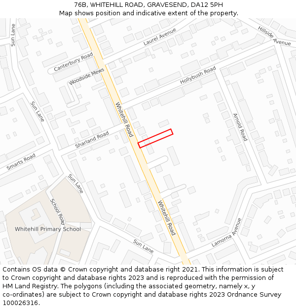 76B, WHITEHILL ROAD, GRAVESEND, DA12 5PH: Location map and indicative extent of plot