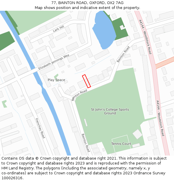 77, BAINTON ROAD, OXFORD, OX2 7AG: Location map and indicative extent of plot