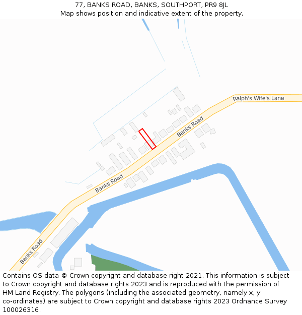 77, BANKS ROAD, BANKS, SOUTHPORT, PR9 8JL: Location map and indicative extent of plot