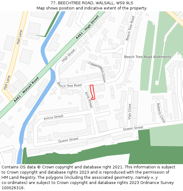 77, BEECHTREE ROAD, WALSALL, WS9 9LS: Location map and indicative extent of plot