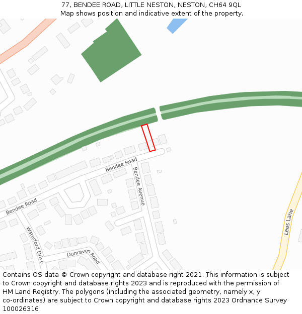 77, BENDEE ROAD, LITTLE NESTON, NESTON, CH64 9QL: Location map and indicative extent of plot