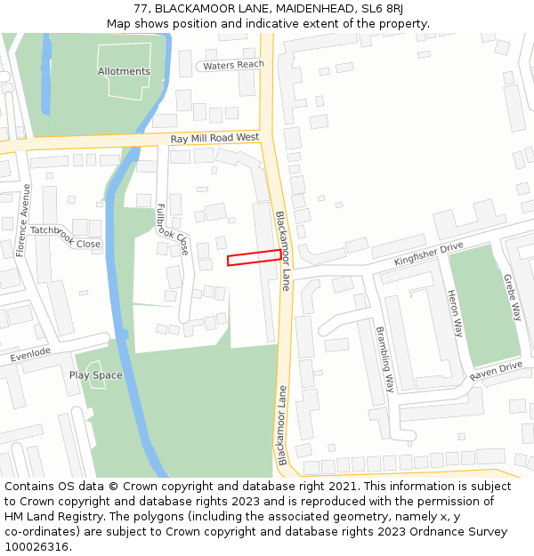 77, BLACKAMOOR LANE, MAIDENHEAD, SL6 8RJ: Location map and indicative extent of plot